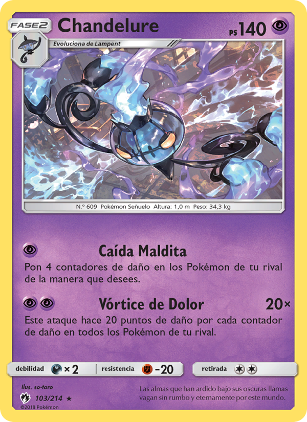 Chandelure 103 — Truenos Perdidos (Spanish Pokémon TCG card)