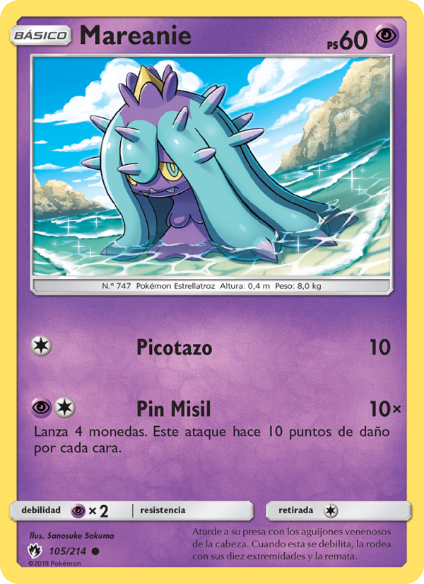 Mareanie 105 — Truenos Perdidos (Spanish Pokémon TCG card)