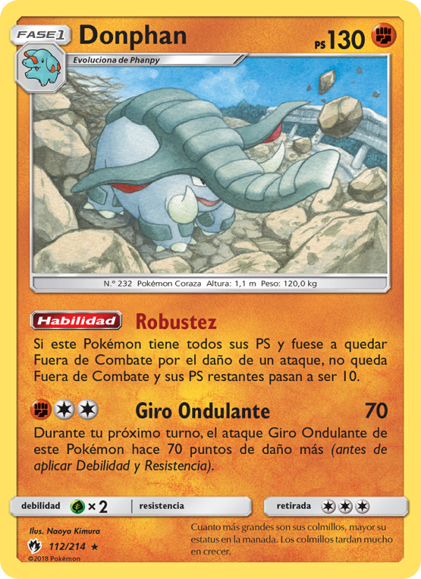 Donphan 112 — Truenos Perdidos (Spanish Pokémon TCG card)
