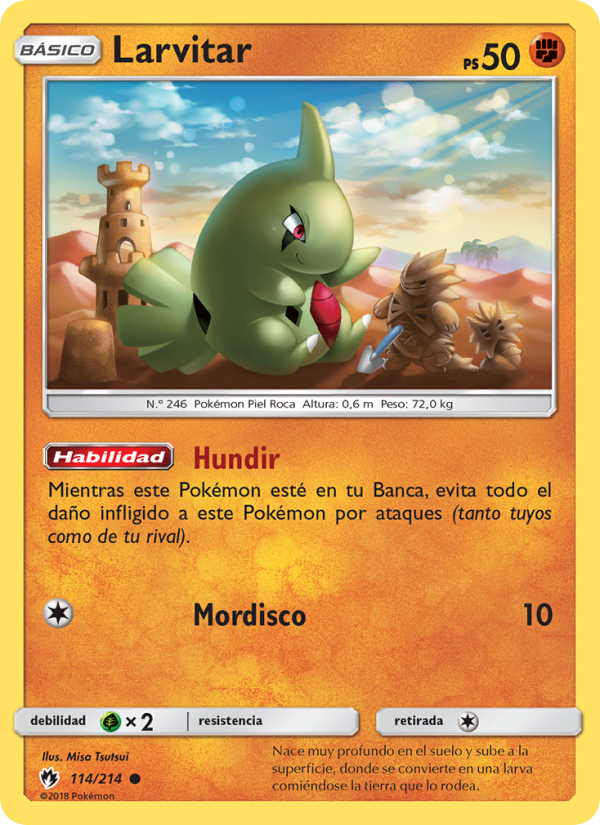 Larvitar 114 — Truenos Perdidos (Spanish Pokémon TCG card)