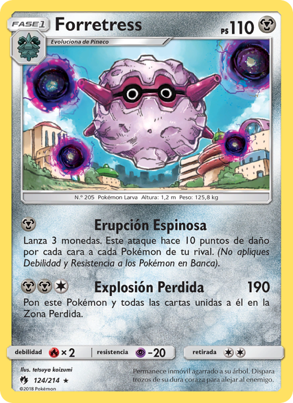 Forretress 124 — Truenos Perdidos (Spanish Pokémon TCG card)