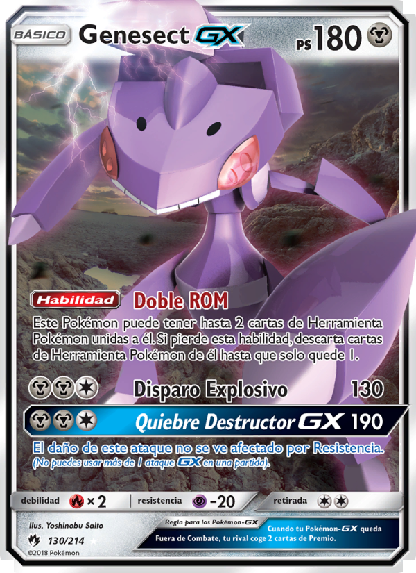Genesect GX 130 — Truenos Perdidos (Spanish Pokémon TCG card)
