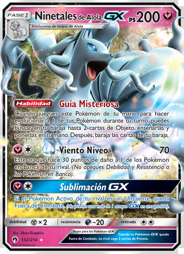Ninetales de Alola GX 132 — Truenos Perdidos (Spanish Pokémon TCG card)