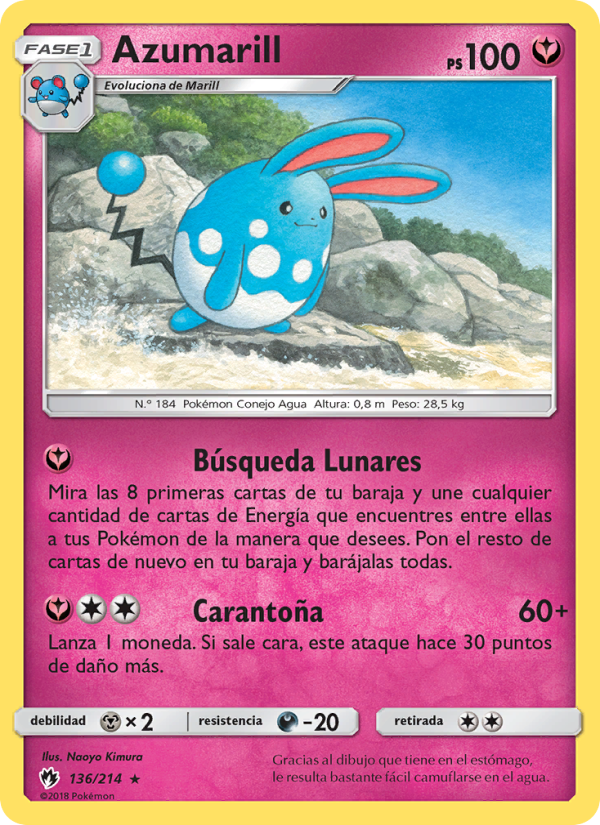 Azumarill 136 — Truenos Perdidos (Spanish Pokémon TCG card)