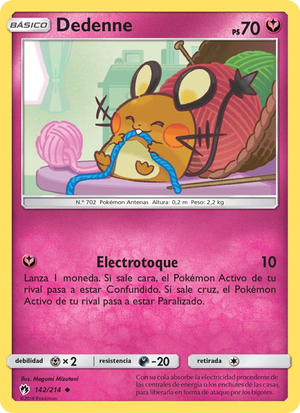 Dedenne 142 — Truenos Perdidos (Spanish Pokémon TCG card)