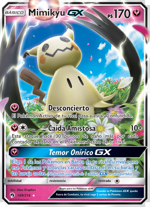 Mimikyu GX 149 — Truenos Perdidos (Spanish Pokémon TCG card)