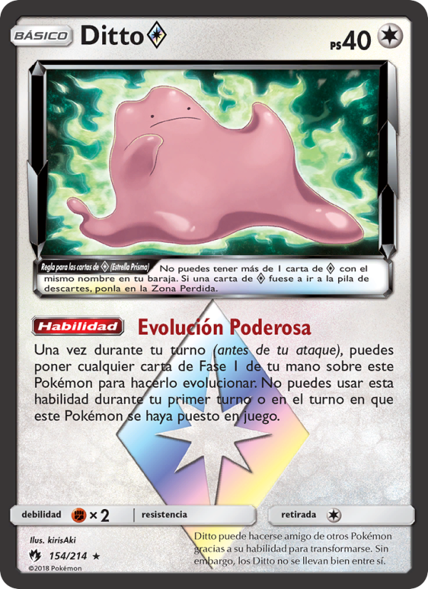 Ditto ◇ 154 — Truenos Perdidos (Spanish Pokémon TCG card)