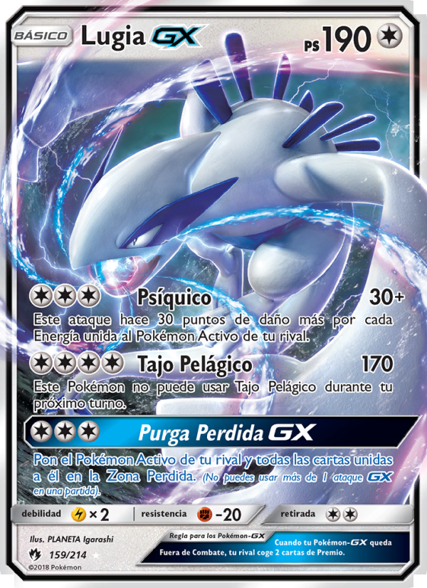 Lugia GX 159 — Truenos Perdidos (Spanish Pokémon TCG card)