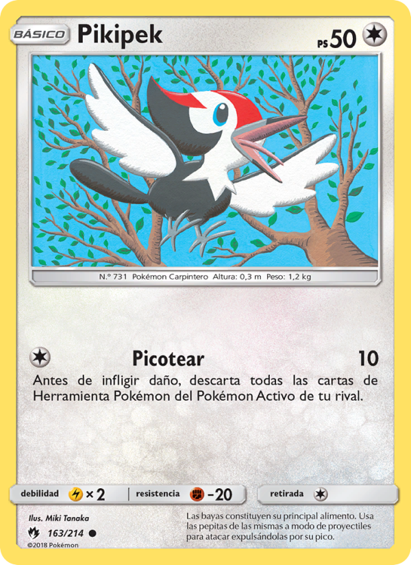 Pikipek 163 — Truenos Perdidos (Spanish Pokémon TCG card)