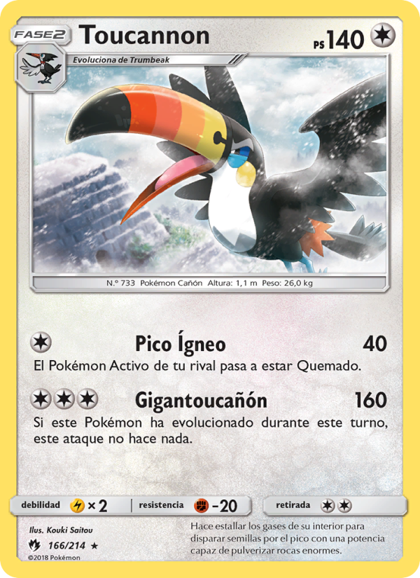 Toucannon 166 — Truenos Perdidos (Spanish Pokémon TCG card)