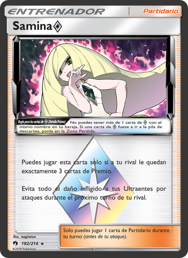 Samina ◇ 182 — Truenos Perdidos (Spanish Pokémon TCG card)