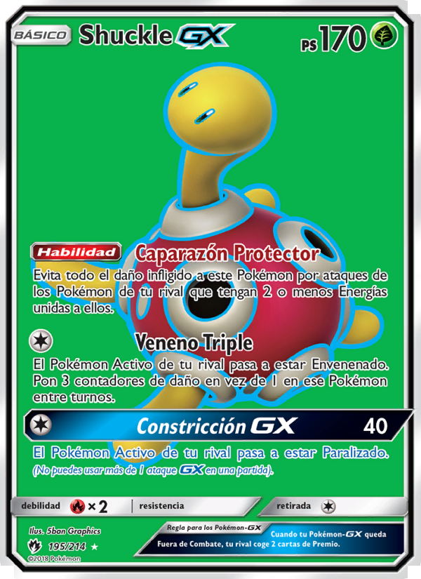 Shuckle GX 195 — Truenos Perdidos (Spanish Pokémon TCG card)