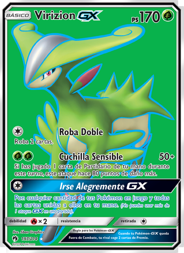 Virizion GX 197 — Truenos Perdidos (Spanish Pokémon TCG card)