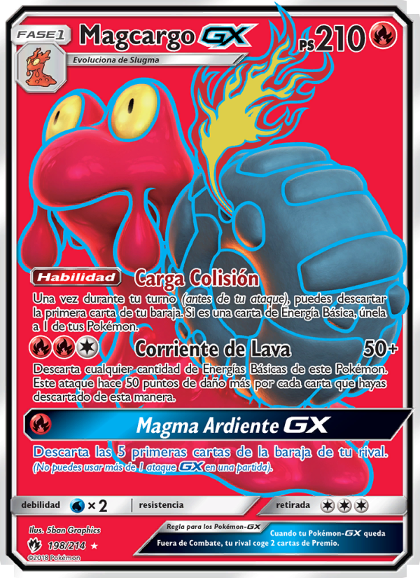 Magcargo GX 198 — Truenos Perdidos (Spanish Pokémon TCG card)