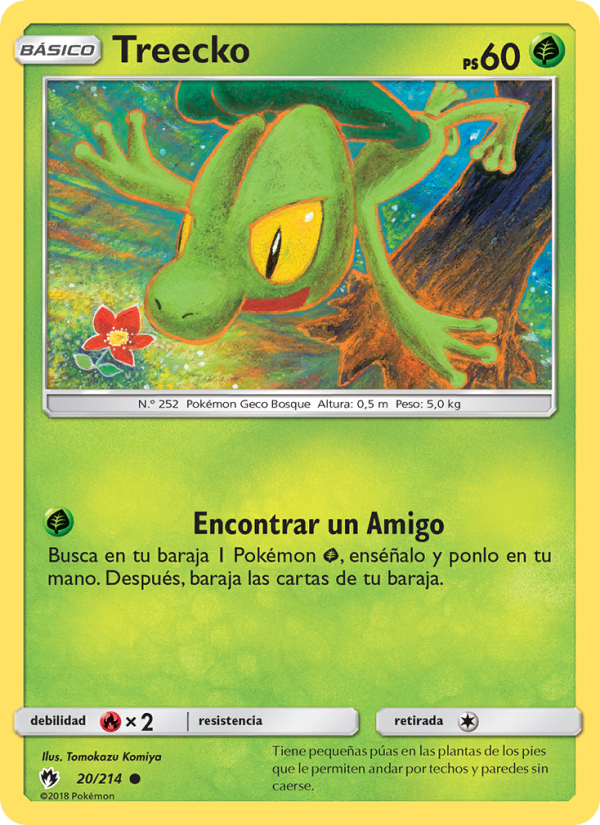 Treecko 20 — Truenos Perdidos (Spanish Pokémon TCG card)