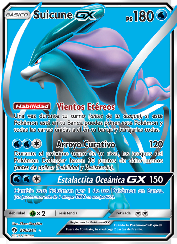 Suicune GX 200 — Truenos Perdidos (Spanish Pokémon TCG card)