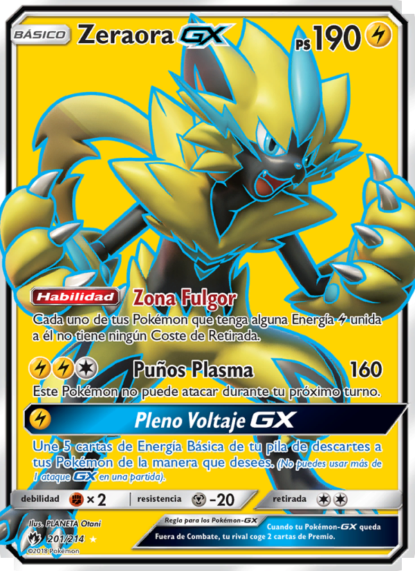 Zeraora GX 201 — Truenos Perdidos (Spanish Pokémon TCG card)