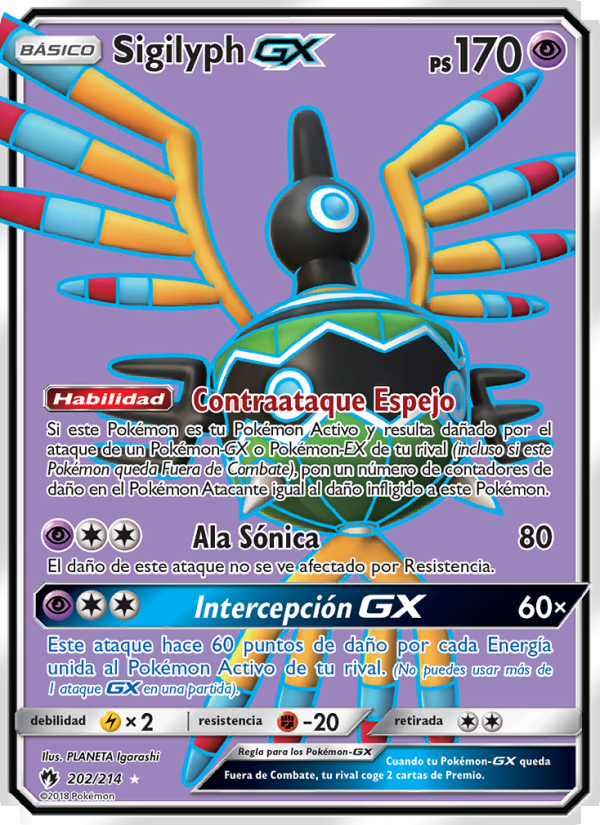 Sigilyph GX 202 — Truenos Perdidos (Spanish Pokémon TCG card)