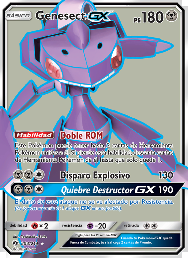 Genesect GX 204 — Truenos Perdidos (Spanish Pokémon TCG card)