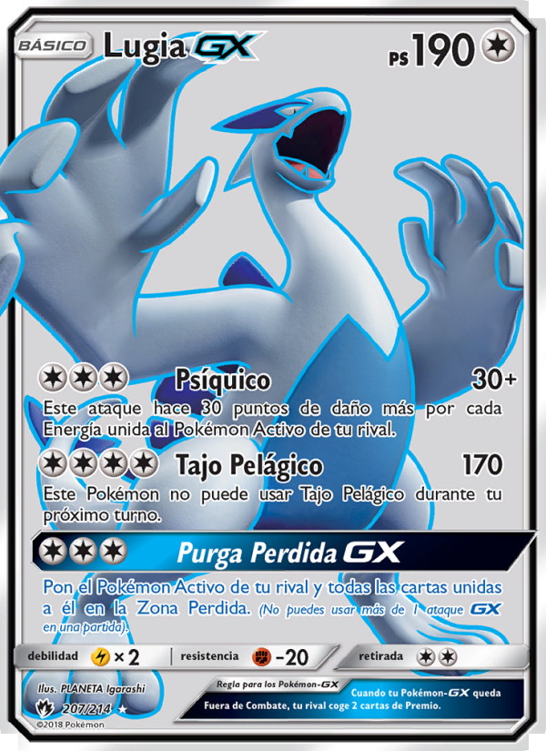 Lugia GX 207 — Truenos Perdidos (Spanish Pokémon TCG card)