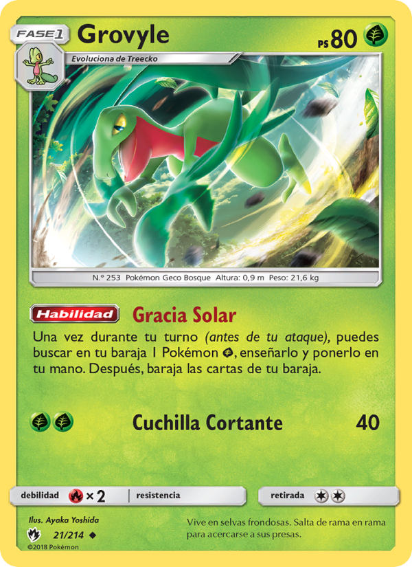 Grovyle 21 — Truenos Perdidos (Spanish Pokémon TCG card)