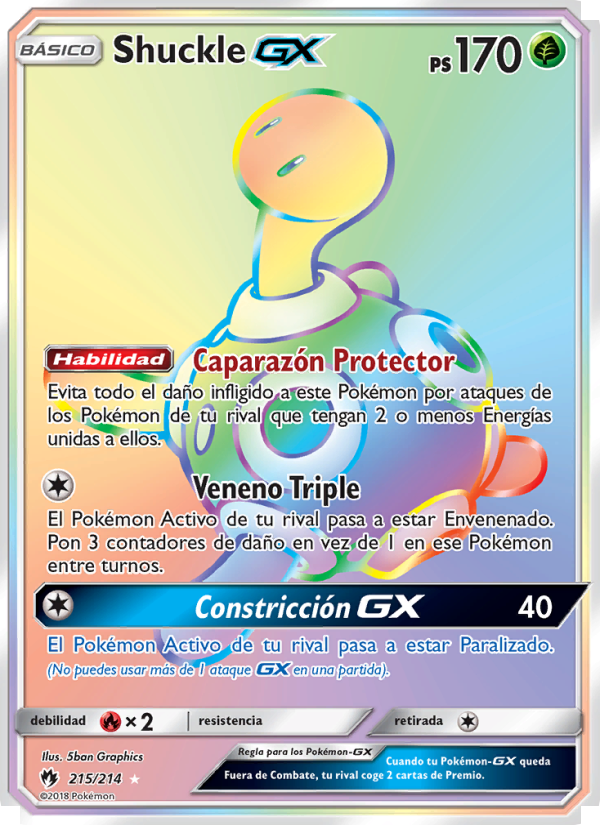 Shuckle GX 215 — Truenos Perdidos (Spanish Pokémon TCG card)