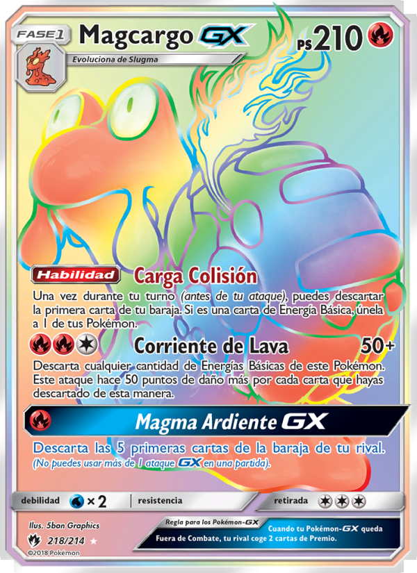 Magcargo GX 218 — Truenos Perdidos (Spanish Pokémon TCG card)