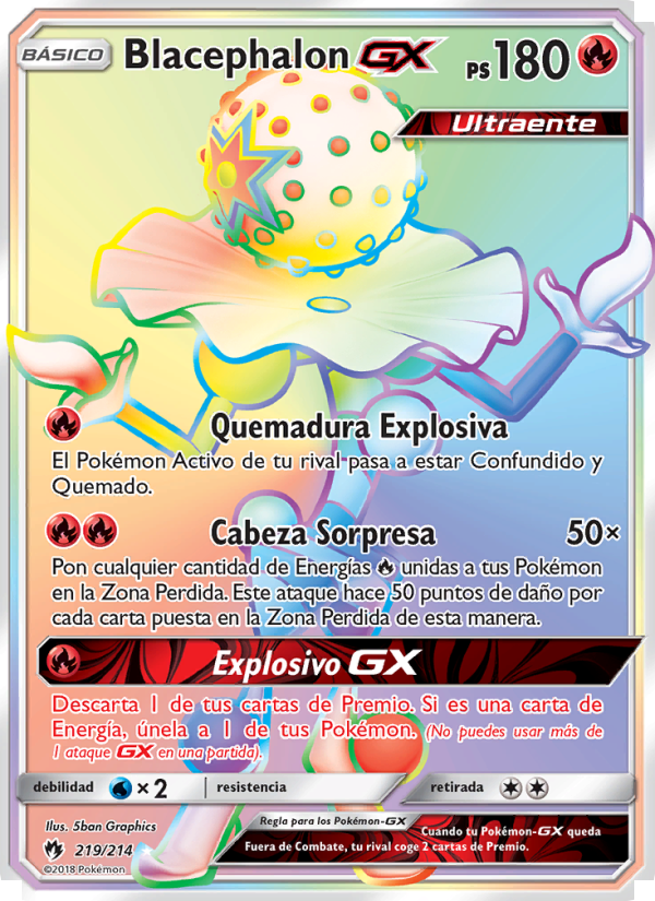 Blacephalon GX 219 — Truenos Perdidos (Spanish Pokémon TCG card)