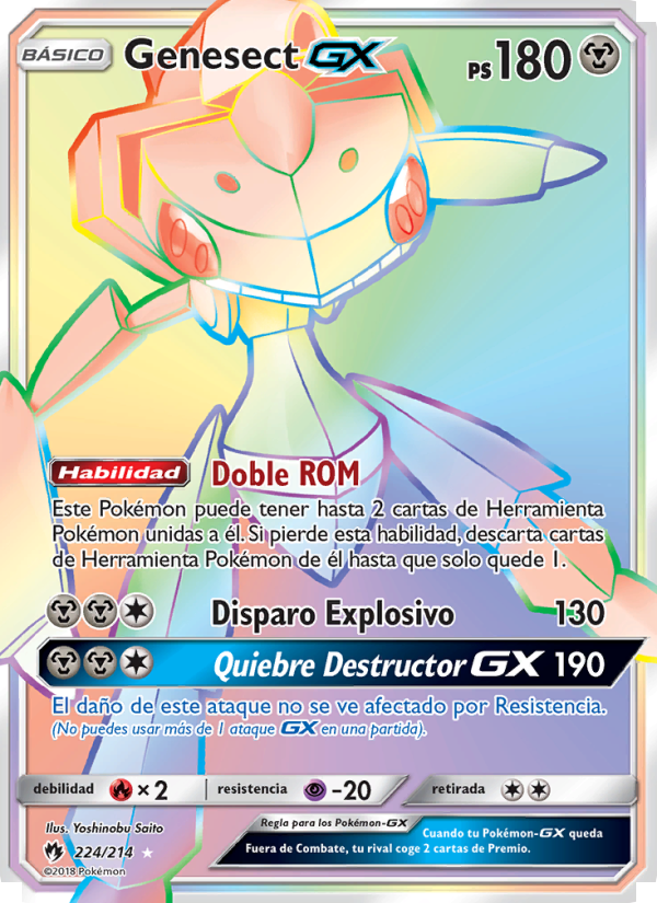 Genesect GX 224 — Truenos Perdidos (Spanish Pokémon TCG card)