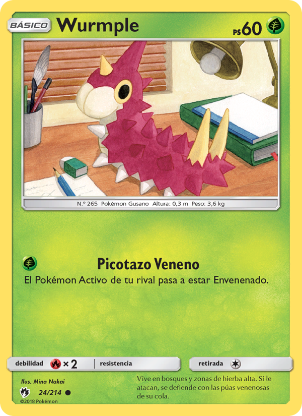 Wurmple 24 — Truenos Perdidos (Spanish Pokémon TCG card)