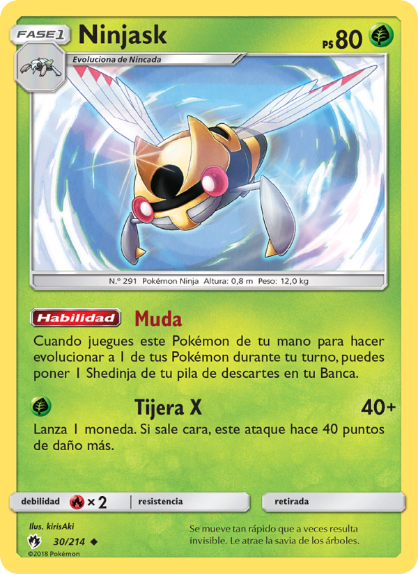 Ninjask 30 — Truenos Perdidos (Spanish Pokémon TCG card)