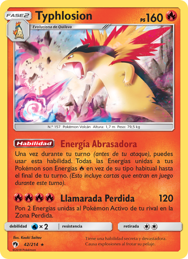 Typhlosion 42 — Truenos Perdidos (Spanish Pokémon TCG card)