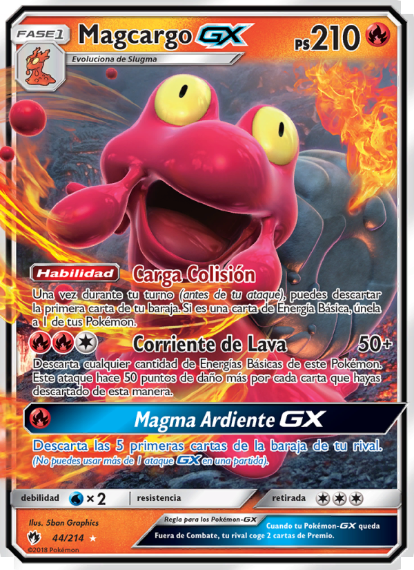 Magcargo GX 44 — Truenos Perdidos (Spanish Pokémon TCG card)