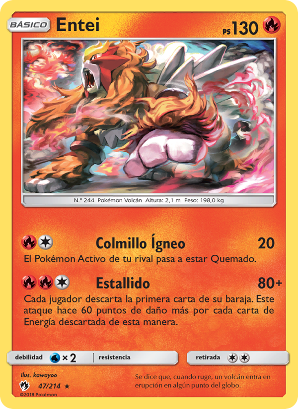 Entei 47 — Truenos Perdidos (Spanish Pokémon TCG card)