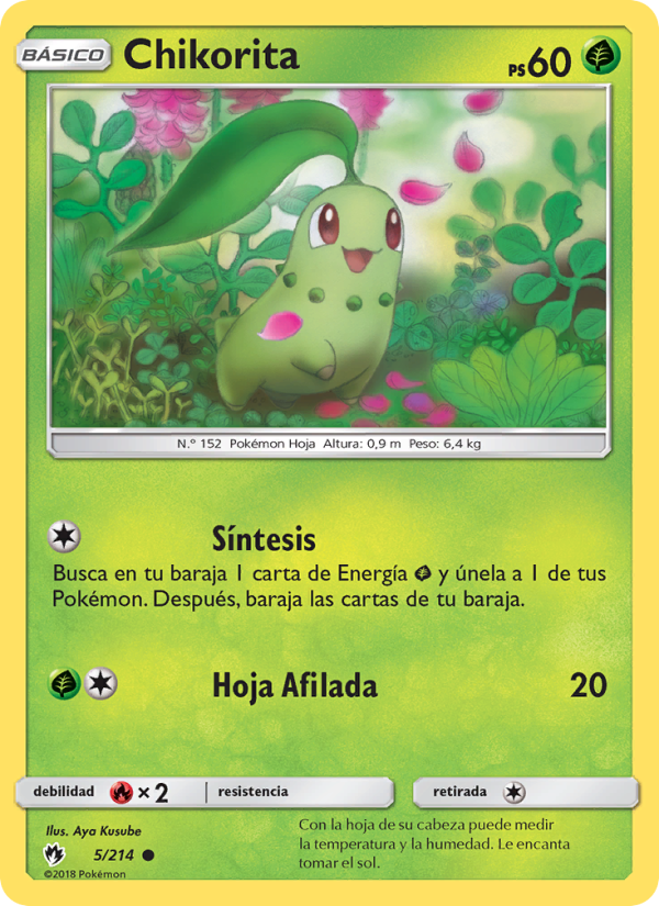 Chikorita 5 — Truenos Perdidos (Spanish Pokémon TCG card)