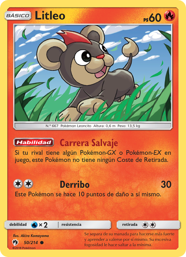 Litleo 50 — Truenos Perdidos (Spanish Pokémon TCG card)