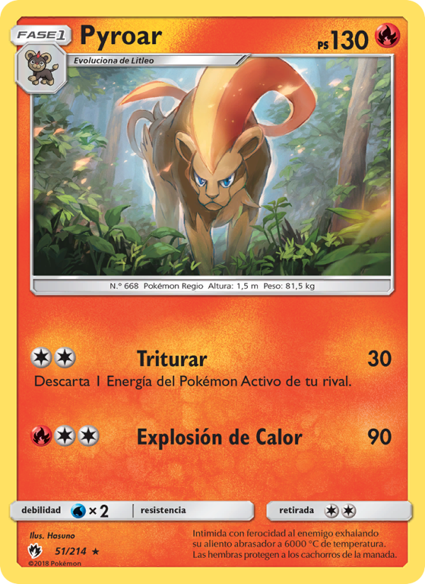 Pyroar 51 — Truenos Perdidos (Spanish Pokémon TCG card)