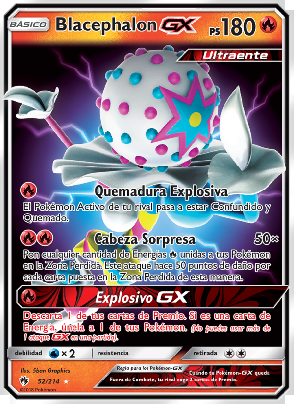 Blacephalon GX 52 — Truenos Perdidos (Spanish Pokémon TCG card)