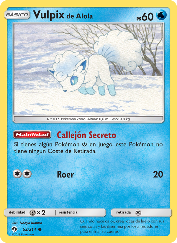 Vulpix de Alola 53 — Truenos Perdidos (Spanish Pokémon TCG card)