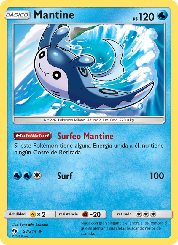 Mantine 58 — Truenos Perdidos (Spanish Pokémon TCG card)
