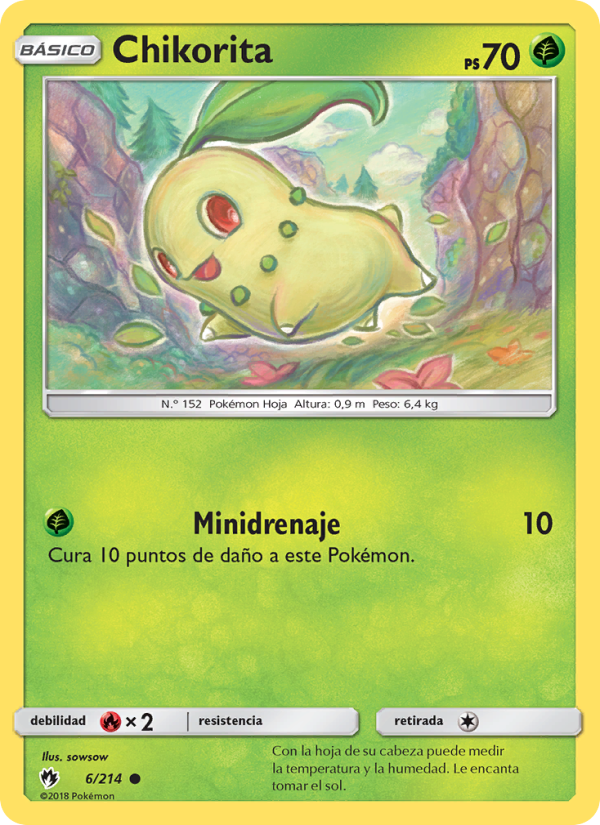 Chikorita 6 — Truenos Perdidos (Spanish Pokémon TCG card)