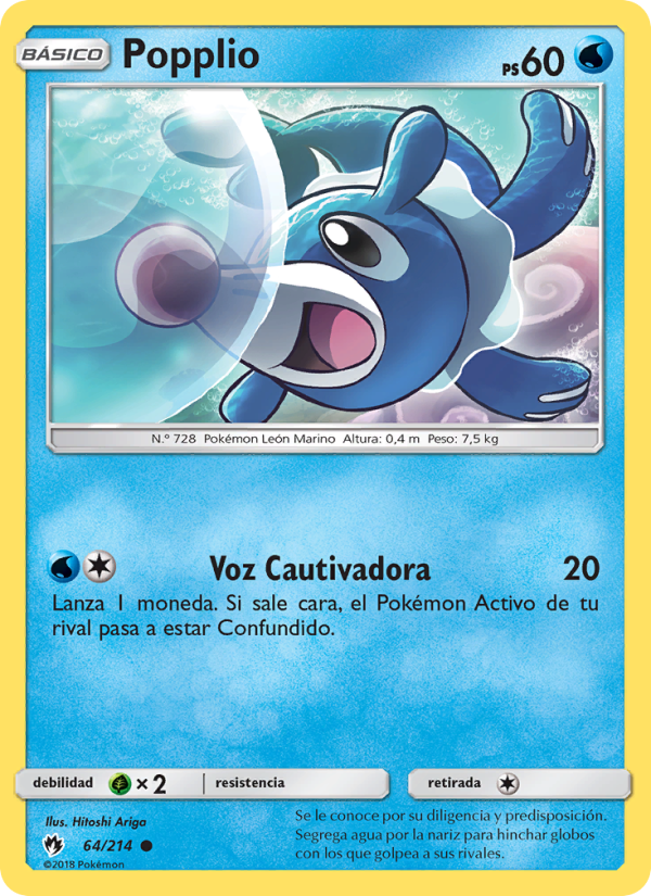 Popplio 64 — Truenos Perdidos (Spanish Pokémon TCG card)