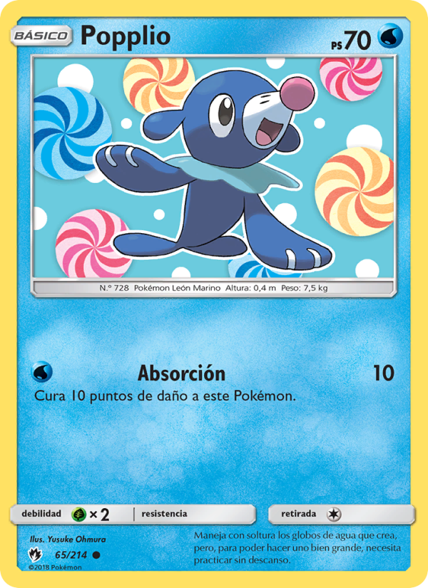 Popplio 65 — Truenos Perdidos (Spanish Pokémon TCG card)