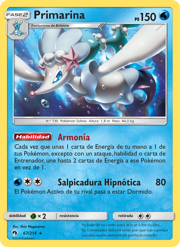 Primarina 67 — Truenos Perdidos (Spanish Pokémon TCG card)