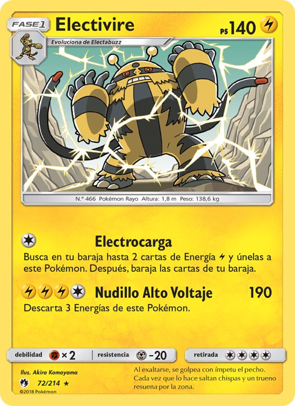 Electivire 72 — Truenos Perdidos (Spanish Pokémon TCG card)