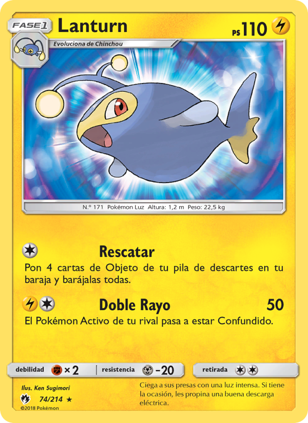 Lanturn 74 — Truenos Perdidos (Spanish Pokémon TCG card)