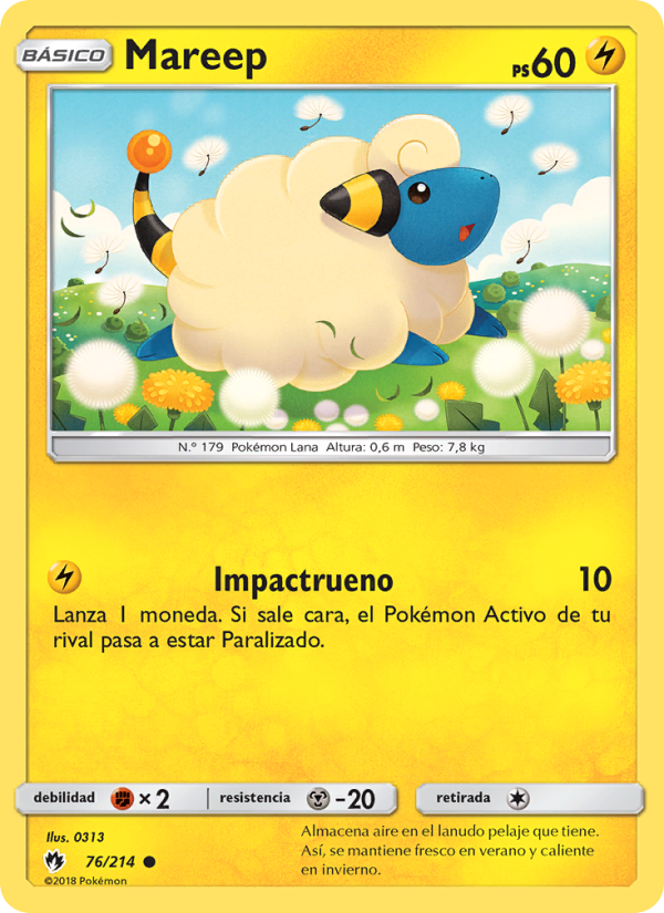 Mareep 76 — Truenos Perdidos (Spanish Pokémon TCG card)