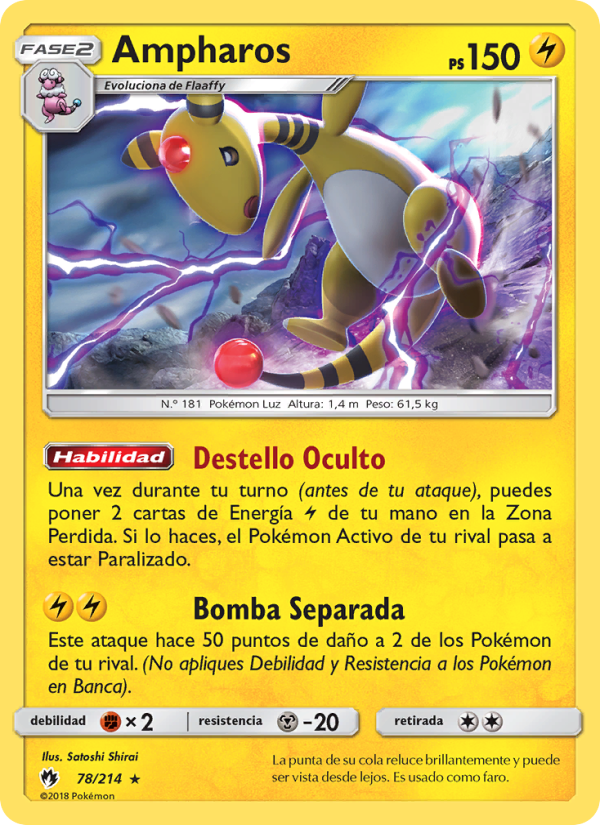 Ampharos 78 — Truenos Perdidos (Spanish Pokémon TCG card)