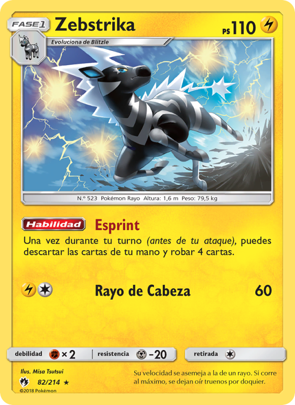 Zebstrika 82 — Truenos Perdidos (Spanish Pokémon TCG card)