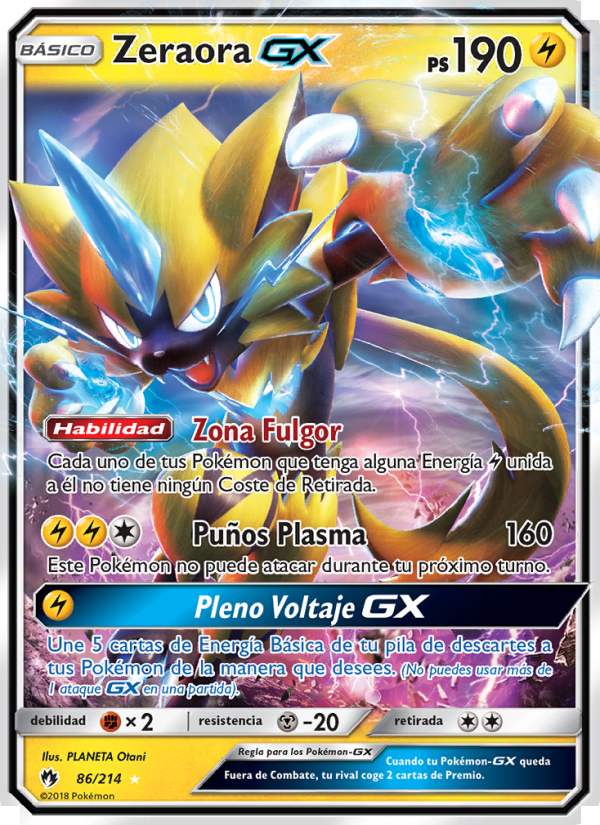 Zeraora GX 86 — Truenos Perdidos (Spanish Pokémon TCG card)